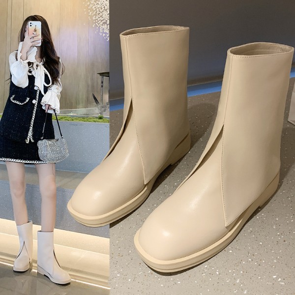2021 autumn British style new women's boots round head thick bottom trousers tube boots retro fashion Knight boots 