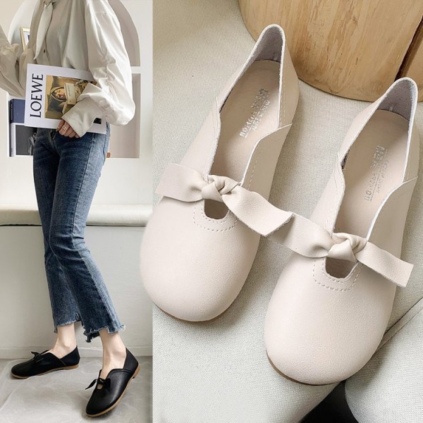 2021 spring new retro flat sole single shoes round head shallow mouth bean shoes soft sole comfortable casual women's shoes wholesale 