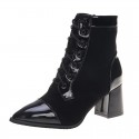 Autumn and winter fashion thick heel stitched elastic boots women's thin boots fashion large British short boots 