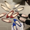 2021 spring new Korean version pointed single shoes shallow flat shoes Suede Black comfortable working women's shoes wholesale 