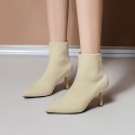 2021 autumn winter new knitted short boots elastic socks boots women's fine heels high heels knitted wool boots pointed Martin boots 