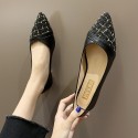 2021 spring new comfortable fairy style flat bottomed pointed single shoes fashion splicing lattice shallow mouth women's shoes wholesale 