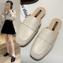 2021 spring and summer new Korean flat slippers women wear Baotou one foot lazy shoes Square Head women's shoes wholesale 