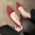 2021 spring new Korean version pointed single shoes shallow flat shoes Suede Black comfortable working women's shoes wholesale 