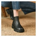 Chelsea short boots women's chimney boots round head thick bottom English Martin boots autumn winter Brown retro short boots 