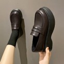2021 autumn new British style small leather shoes, women's flat bottomed shoes, Lefu shoes, fashion thick soled single shoes wholesale 