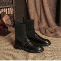 Thin boots women's British style elastic socks boots show thin short boots 2021 new spring and autumn single boots increase the trend of Martin boots 