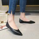 2021 spring new pointed flat shoes women's shallow flat heel shoes black comfortable leather work shoes wholesale 