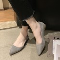 2021 spring new Korean version pointed single shoes shallow flat shoes Suede Black comfortable working women's shoes wholesale 