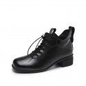 Fashion boots women's autumn 2021 new square root round head front lace up solid color middle heel nude boots in stock 