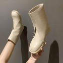 2021 autumn British style new women's boots round head thick bottom trousers tube boots retro fashion Knight boots 