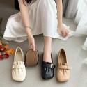 2021 autumn new Korean flat sole single shoes belt buckle square head soft bottom pea shoes fold fashion women's shoes wholesale 