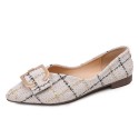 2021 spring new Korean pointed flat shoes shallow mouth c-button flat heel shoes Plaid soft soled women's shoes wholesale 