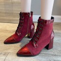 Autumn and winter fashion thick heel stitched elastic boots women's thin boots fashion large British short boots 