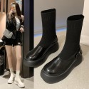 British women's boots 2021 autumn new women's boots thick soled climax socks children's boots net red wool tube single boot