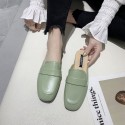 2021 spring and summer new Korean flat slippers women wear Baotou one foot lazy shoes Square Head women's shoes wholesale 