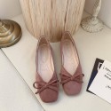 2021 autumn new bow flat sole single shoes women's head shallow mouth pea shoes fashion suede women's shoes wholesale 