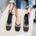 Princess shoes woven ladle shoes foreign trade 2021 new knitted square head flat sole soft leather shallow mouth soft sole single shoes large 41 