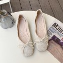 2021 autumn new Korean flat sole single shoes Square Head shallow mouth cloth bean shoes fashion bow women's shoes wholesale 