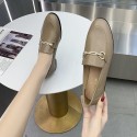 2021 spring new British style small leather shoes round head flat bottom cover foot pea shoes Rhinestone fashion women's shoes wholesale 