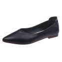 2021 spring new pointed shallow mouth flat shoes shallow mouth single shoes comfortable black comfortable work shoes leather wholesale 