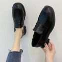 2021 autumn new British style small leather shoes student black overshoot college Lefu shoes flat bottomed women's shoes wholesale 