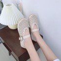 2021 spring and summer new flat sole single shoes round head shallow mouth slotted buckle hollow Doudou shoes soft sole women's shoes wholesale 