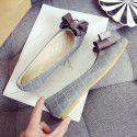 Flat bottom bow women's shoes 2021 new spring Korean version shallow mouth pointed lattice fashion scoop shoes large 41-43 