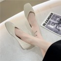 2021 summer new Korean flat sole single shoes with square head and shallow mouth, one foot pedaling Doudou shoes, fashion soft sole women's shoes wholesale 