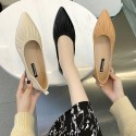 2021 spring new Korean version pointed single shoes shallow mouth cover foot flat shoes wrinkled leather soft sole women's shoes wholesale 