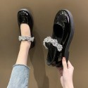 2021 spring new British small leather shoes women's flat shoes wholesale with round head and shallow mouth Mary Jane shoes 