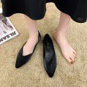 2021 spring new pointed shallow mouth single shoes women's covered flat shoes black four seasons professional work shoes wholesale 