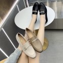 2021 spring new British style small leather shoes round head flat bottom cover foot pea shoes Rhinestone fashion women's shoes wholesale 