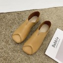 2021 autumn new Korean flat sole single shoes Square Head splicing soft surface comfortable Doudou shoes overshoot women's shoes wholesale 