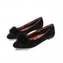 Flat bottom scoop shoes women's autumn new style versatile shallow mouth pointed single shoes comfortable soft bottom large size one foot pedal wool shoes large size 