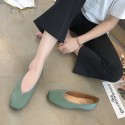 2021 spring and summer new Korean flat sole single shoes Square Head shallow mouth soft bottom pea shoes comfortable women's shoes wholesale 