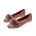 Flat bottom scoop shoes women's autumn new style versatile shallow mouth pointed single shoes comfortable soft bottom large size one foot pedal wool shoes large size 