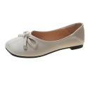 2021 summer new Korean flat sole single shoes bow shallow mouth square head pea shoes comfortable flat heel women's shoes wholesale 