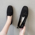 2021 summer new knitted flat sole single shoes Rhinestone breathable square head pea shoes cover feet comfortable women's shoes wholesale 