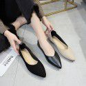 2021 spring new pointed shallow mouth flat shoes shallow mouth single shoes comfortable black comfortable work shoes leather wholesale 