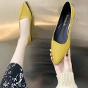 2021 spring new Korean flat shoes women's pointed shallow mouth flat sole shoes leather stitching comfortable women's shoes wholesale 