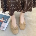 2021 autumn new bow flat sole single shoes women's head shallow mouth pea shoes fashion suede women's shoes wholesale 