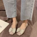 2021 autumn new sweet bow flat sole single shoes Square Head shallow mouth fashion Doudou shoes bright face women's shoes wholesale