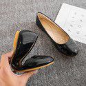 Cross border spring and autumn Korean version new scoop shoes round head flat shoes single shoes bank employees professional large women's shoes 41-43 