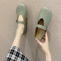 2021 summer new retro flat sole single shoes round head shallow mouth grandma shoes word buckle Mary Jane women's shoes wholesale 