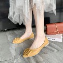 2021 spring new Korean version pointed single shoes bow shallow mouth flat shoes comfortable leather soft sole women's shoes wholesale 