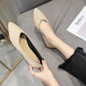 2021 spring new pointed shallow mouth flat shoes shallow mouth single shoes comfortable black comfortable work shoes leather wholesale 