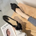 2021 spring new fairy style pointed single shoes shallow mouth woven flat shoes fashion bow women's shoes wholesale 