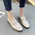 2021 spring new British style small leather shoes round head flat bottom cover foot pea shoes Rhinestone fashion women's shoes wholesale 