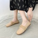 2021 spring new flat shoes round head shallow mouth pea shoes flat heel shoes with lace wholesale 